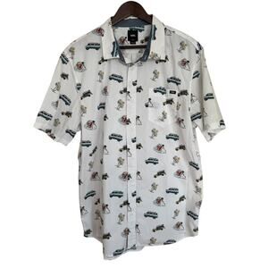 Vans White Surfer Print Classic Fit Button Up Shirt - XL